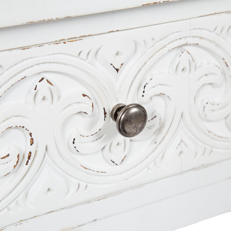 Table d'appoint en bois avec tiroir de rangement, Blanc