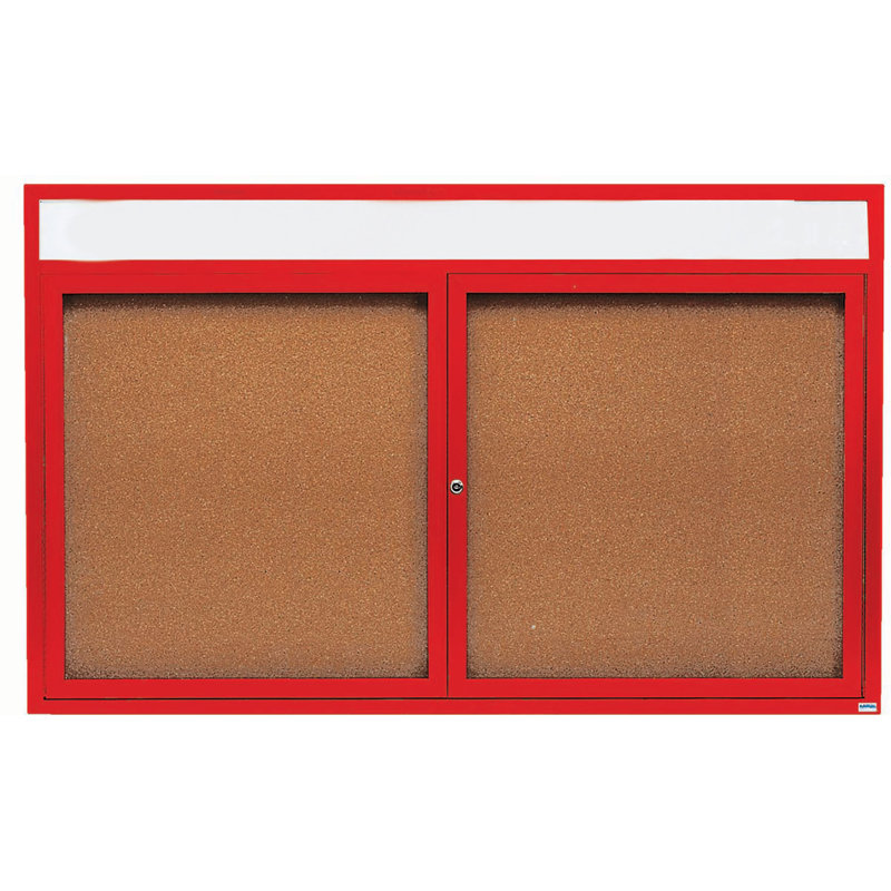 Tableau d’affichage mural fermé, Rouge thermolaqué, Deux, H 36 po x l 60 po