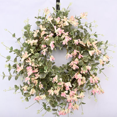26" Eucalyptus Blossoms Cluster Floral Wreath for Front Door