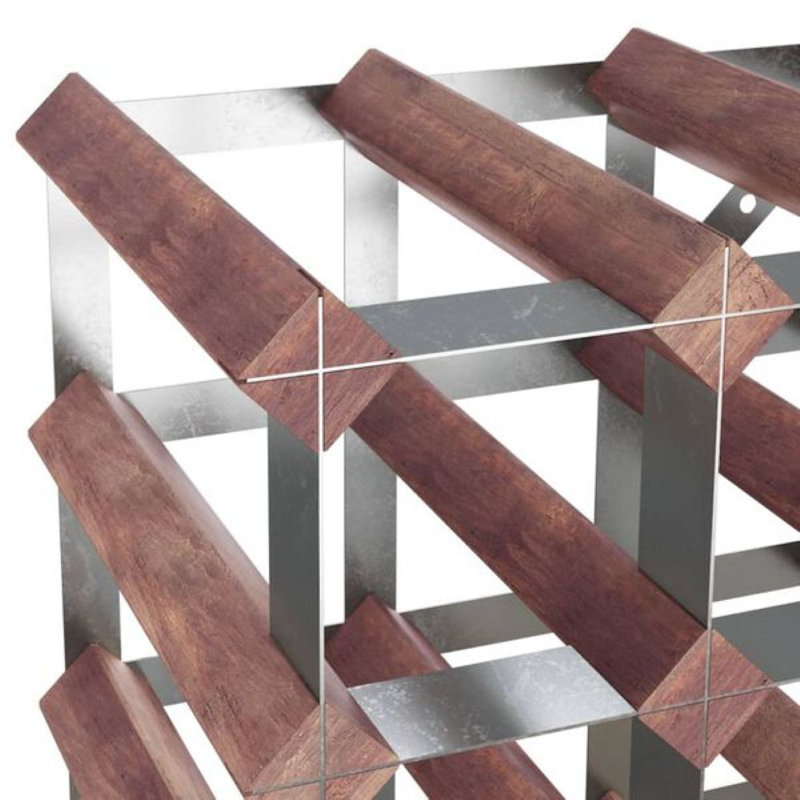 Porte-bouteilles de vin Danera, H 31,5 po x l 31,5 po x P 8,9 po, Brun