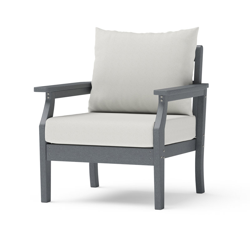 Outdoor HDPE Club Chair with Sunbrella Cushion Covers, Charcoal