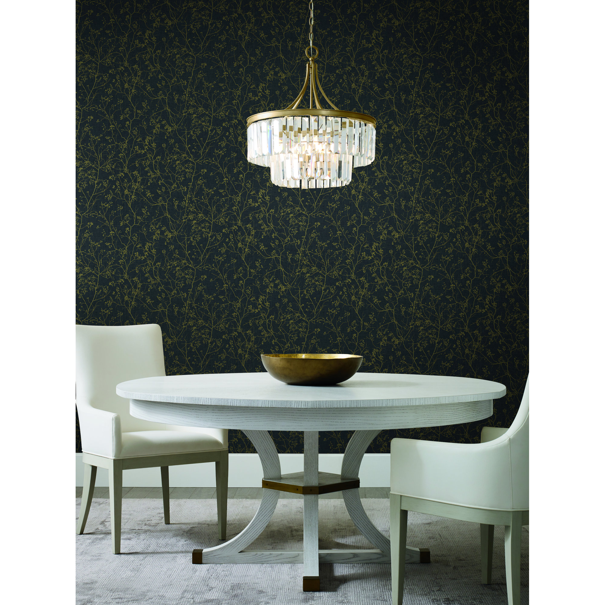 Swanson 27' L x 27" W Smooth Wallpaper Roll, Black/Gold