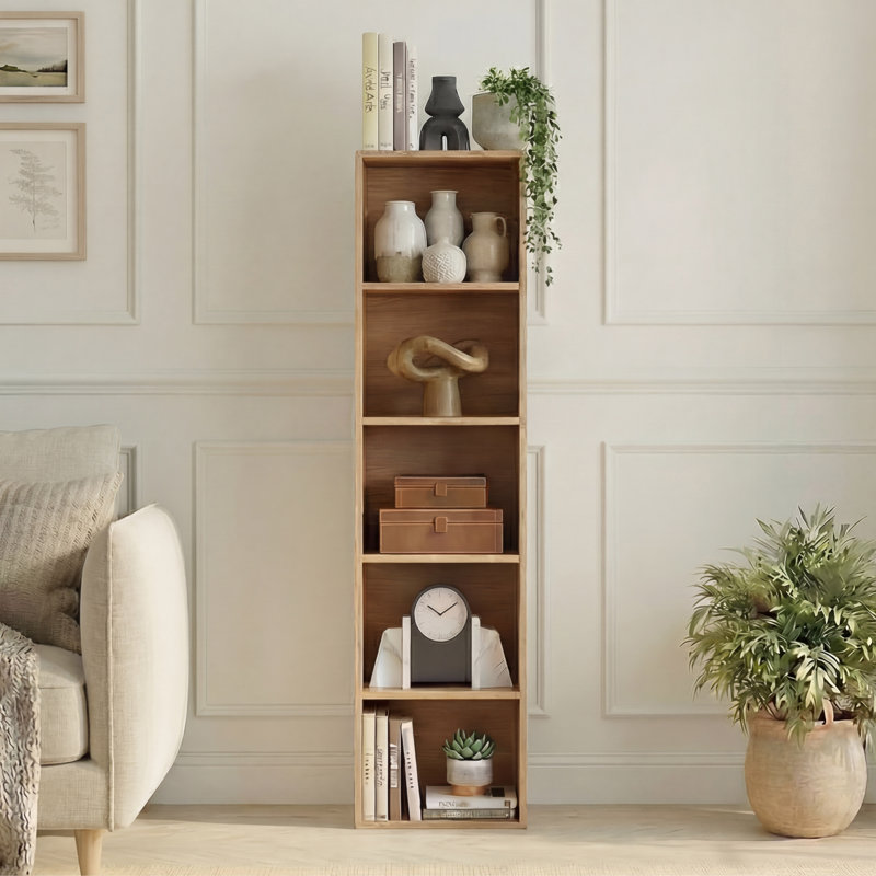 Gerardi 32cm W Standard Bookcase, Oak, 132 cm H x 32 cm W