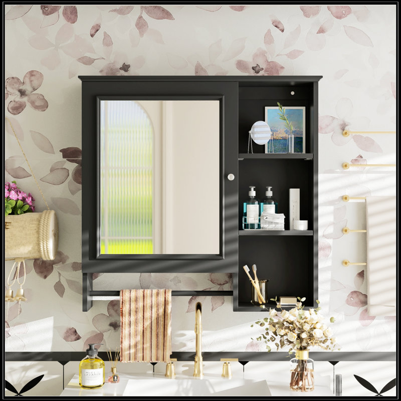 Armoire de rangement murale pour salle de bain, Noir