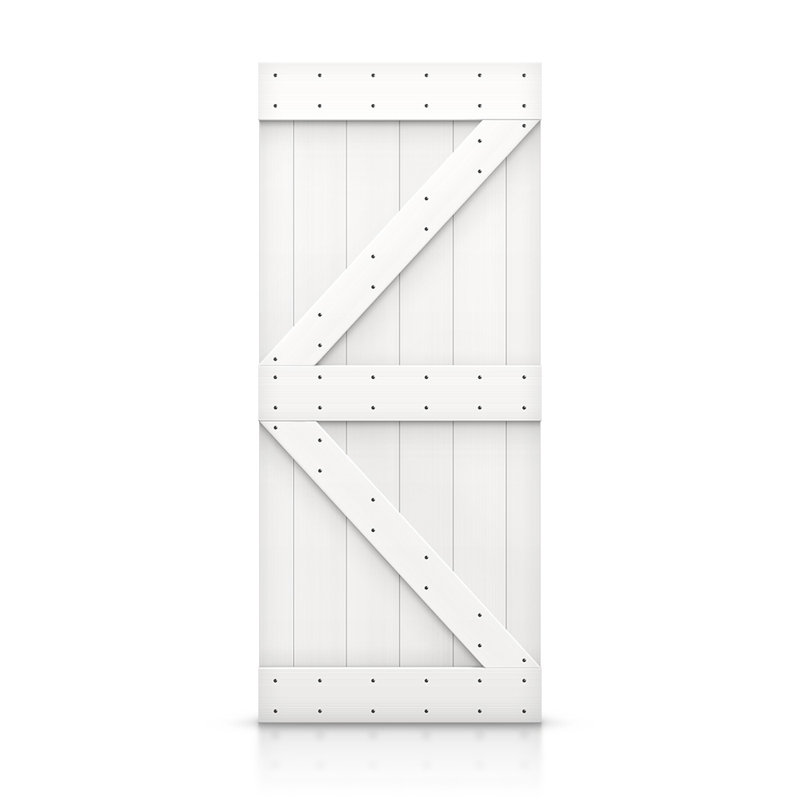 Porte de grange peinte colorée en bois à panneaux k, 36 po x 84 po, Noyer
