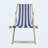 Folding Chaise Lounge Chair Populus Wood Sling Blue Stripe 2PCS Outdoor