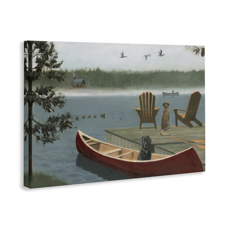 «Dogs on Lake Dock» par James Wiens, H 30 po x l 45 po