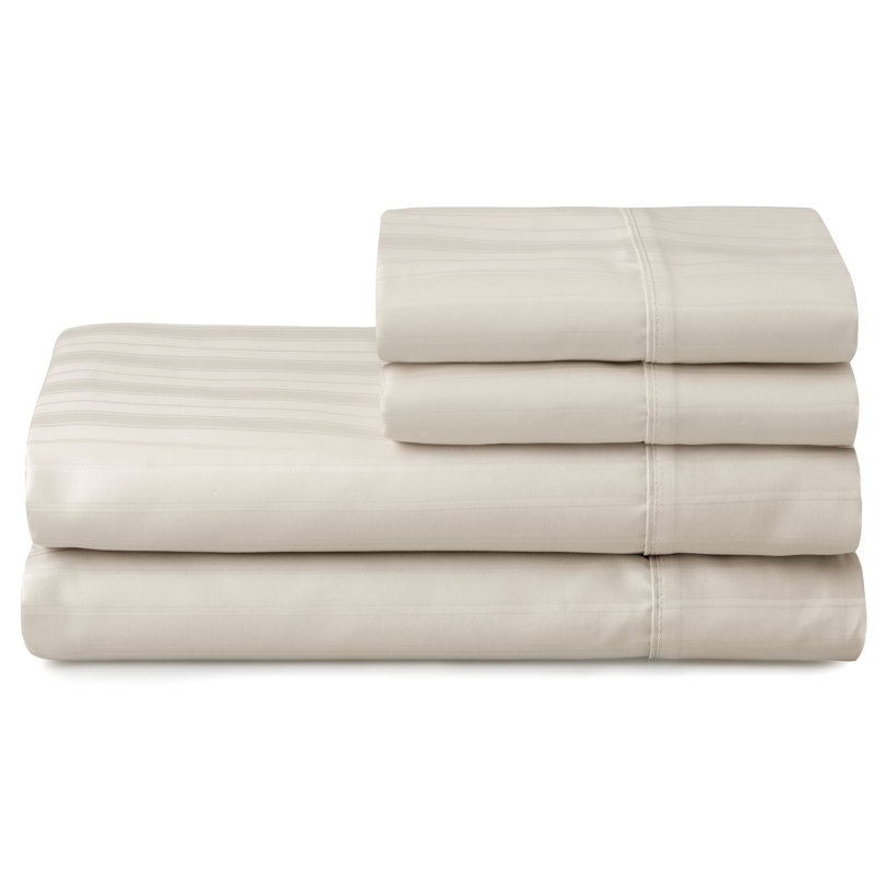 Ensemble de draps 100% satin de coton 500 fils Zander, Blanc cassé, Ensemble de draps pour lit simple + drap-housse + 