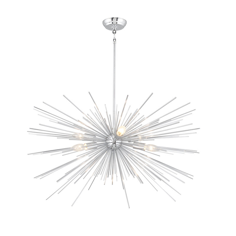 6 - Light Dimmable Sputnik Sphere Chandelier, Chrome, No