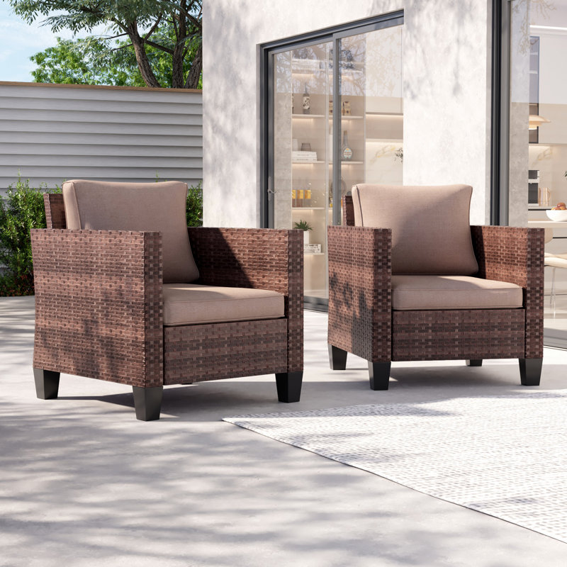 Chaise de patio avec coussins Goldwin, Brun, Sable