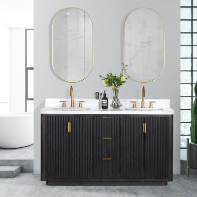 Corder 60"" Double Bathroom Vanity Set with Mirror -  Willa Arlo™ Interiors, 602FC547455C462D9B1AA17C0EFA9D7E