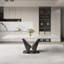 63-95" Modern Extendable Dining Table,White Glossy Sintered Stone Table top, Black Carbon Steel Base for 4-10