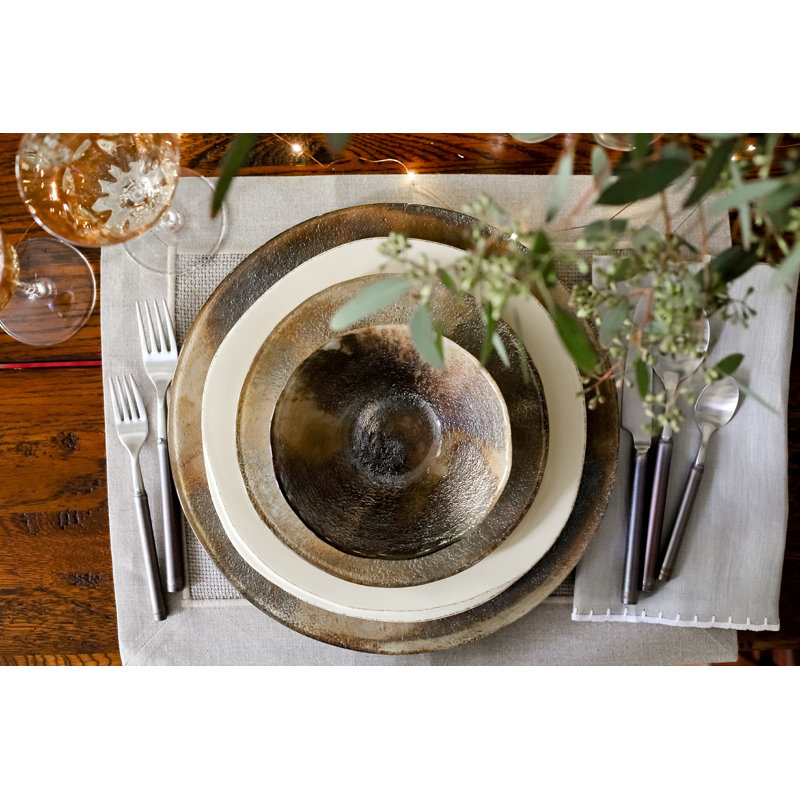 Lastra Handmade Stoneware Appetizer Plate, Linen