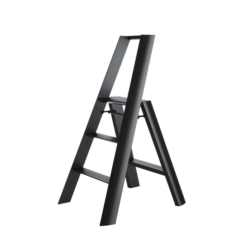 lucano 3 - Step Aluminum Folding Step Stool, ANSI Certified, Black