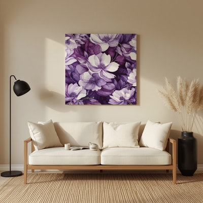 Aquarelle florale 89, art mural en métal mauve