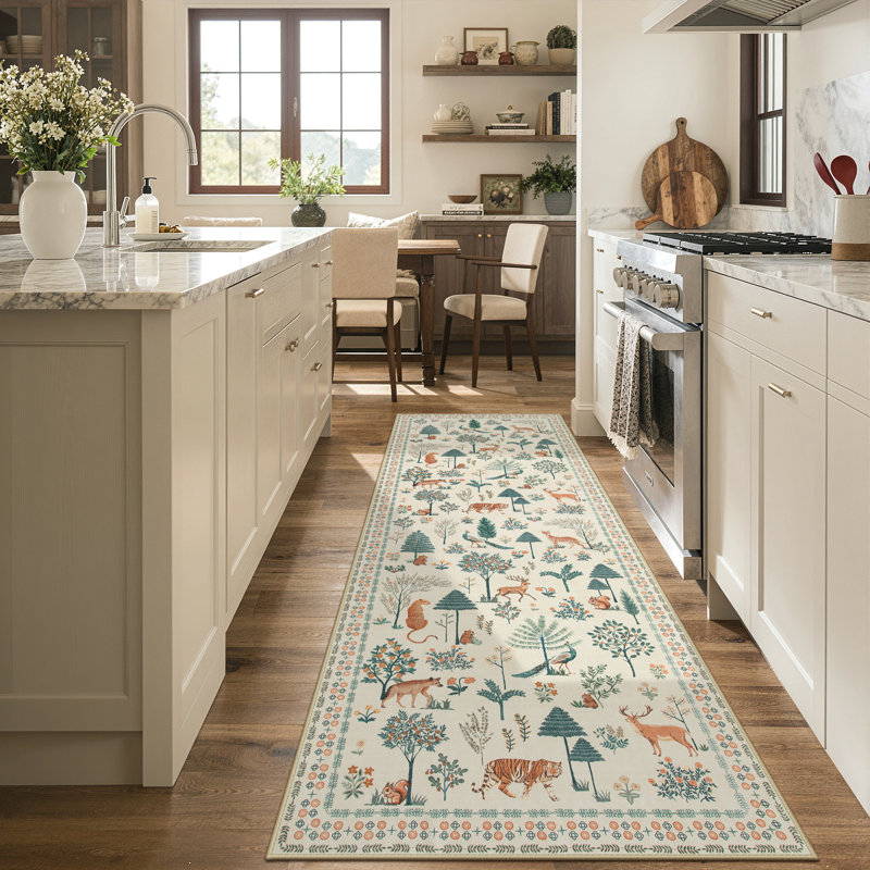 Tapis beige Garbrand , Tapis de couloir 2 pi 6 po x 10 pi