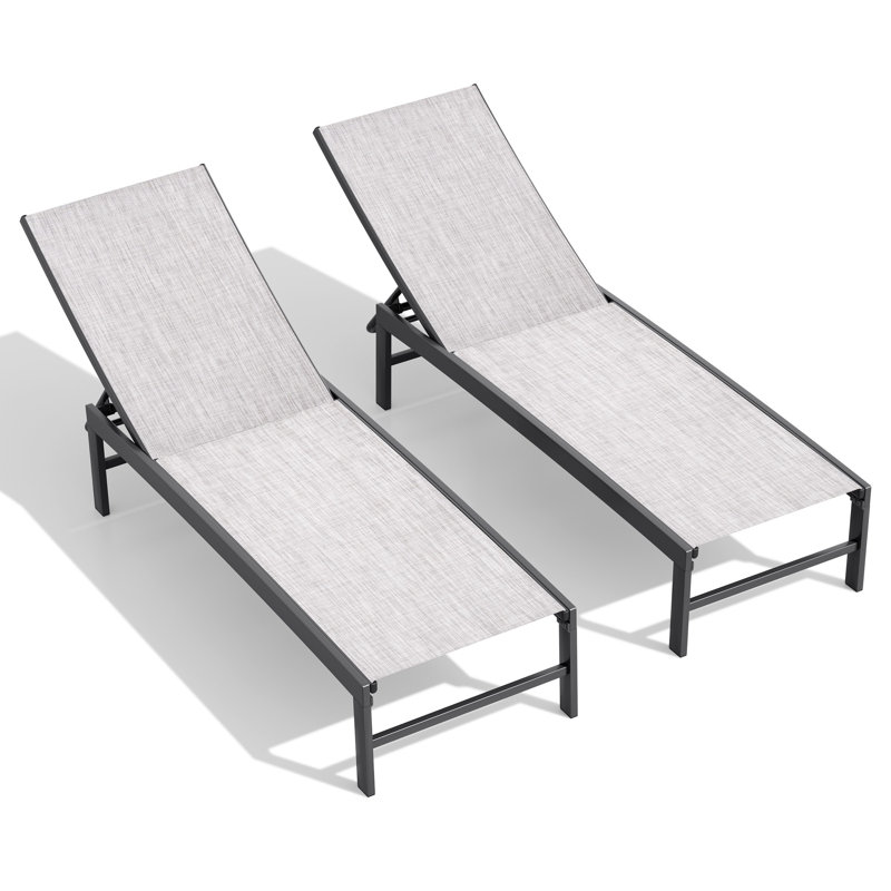 Ensemble de chaise longue inclinable en métal pour patio, Terre