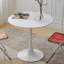 Table ronde blanche, table de salle à manger moderne, plateau en panneau de fibres à densité moyenne et table tulipe ronde en acier, table basse de style Mid-Century pour salon 24 pouces, table de salle à manger ovale-678985750-689675677