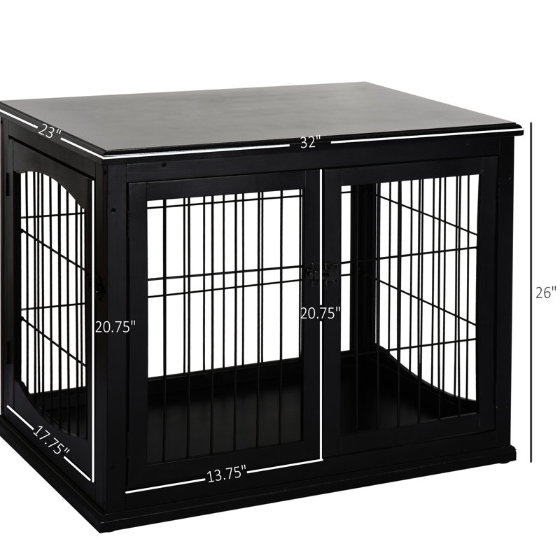 Table de bout pour chien avec entrée à 2 voies et esthétique moderne convenant aux petits chiens de taille moyenne pesant jusqu'à 44 lb Assemblage requis pour la cage en 1 entrée double