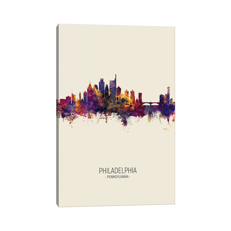 Philadelphia Pennsylvania Skyline Fall by Michael Tompsett - Wrapped Canvas Gallery-Wrapped Canvas Giclée