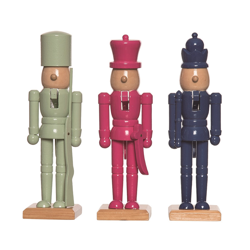 Small Block Nutcracker Decor Set of 3 Christmas Home Decorations