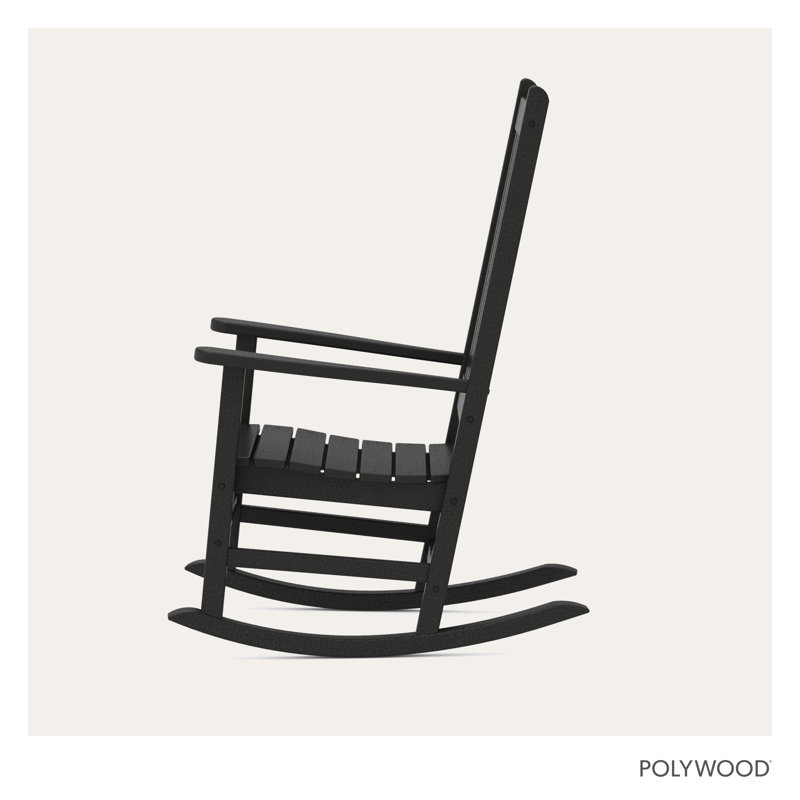 POLYWOOD Vineyard Porch Rocking Chair, Black