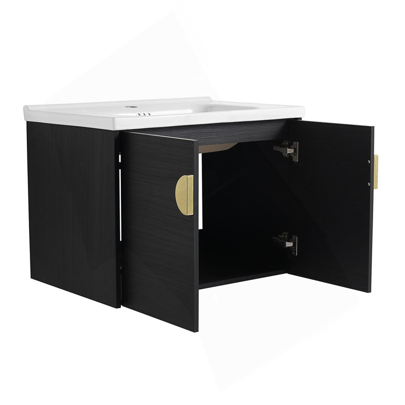 Meuble-lavabo à fermeture en douceur de 40 po avec lavabo, rangement spacieux et fixation murale pour salle de bain moderne