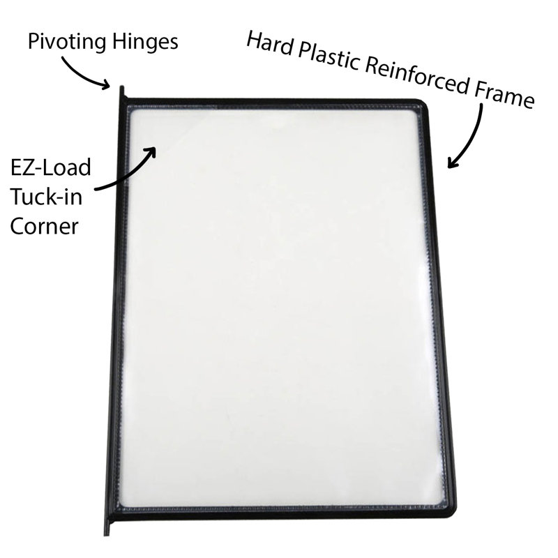 Black PVC 8.5x11 Inch Document Display Pockets Set of 10