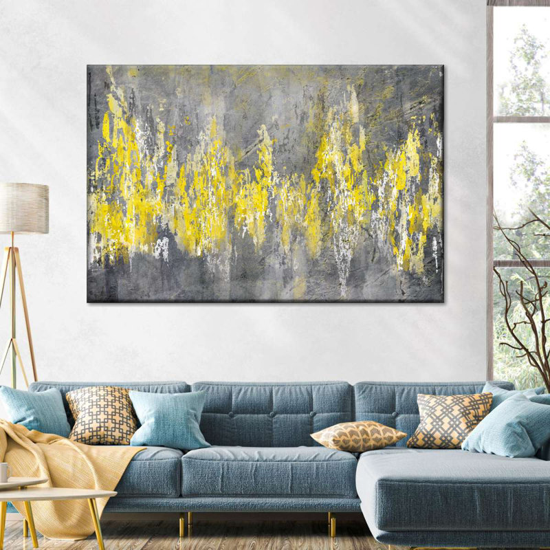 Pop of Yellow Abstract I sur impression sur toile, H 32 po x l 48 po x P 1,25 po
