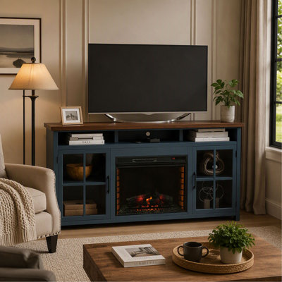 74 Inch Farmhouse Fireplace TV Stand for TVs up to 85 Inches, Nantucket Style Media Console for Living Room