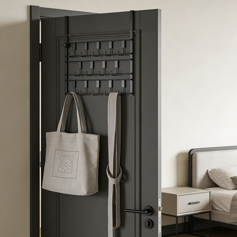 Over The Door Hanger With 14 Hooks, Heavy Duty Towel Rack And Storage Organizer For Bathroom, Bedroom, Laundry Room, And Closet Door