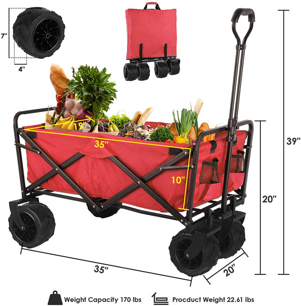 LUCKYREMORE 110 Lb. Capacity Foldable Utility Cart & Reviews