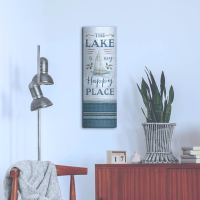 Art mural en métal luxueux «Lakeside Retreat Happy Place» par Silvia Vassileva, 16 po x 48 po