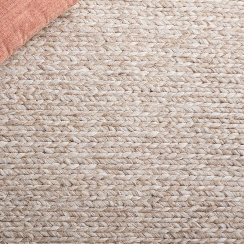 Natura Hand Woven Wool/Viscose/Cotton Rug in Beige/Taupe, Rectangle 5' x 8'