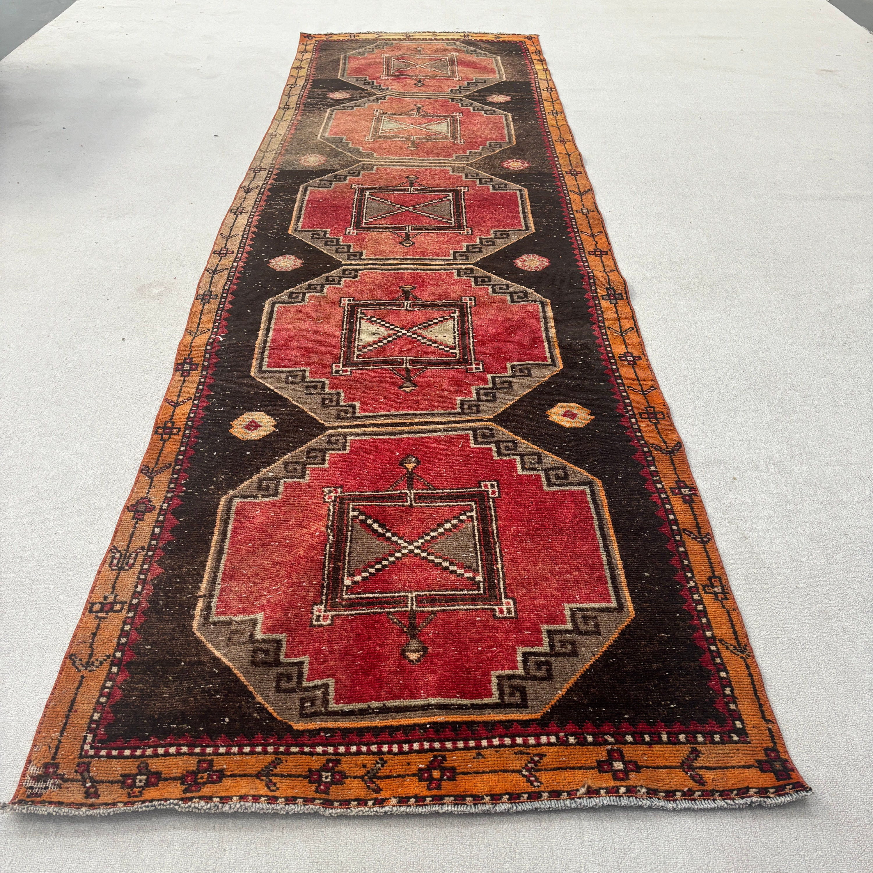 Red Rustic Rug Union Rustic Ethnic Runner Rug, 1.43x5.03 Ft Red Geometric Rug | Wayfair