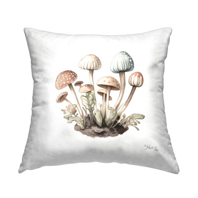 Soft Sprouting Mushrooms Decorative Printed Throw Pillow by Marla Rae