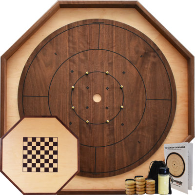 The Deluxe (rail en noyer) - ensemble de jeu de crokinole traditionnel