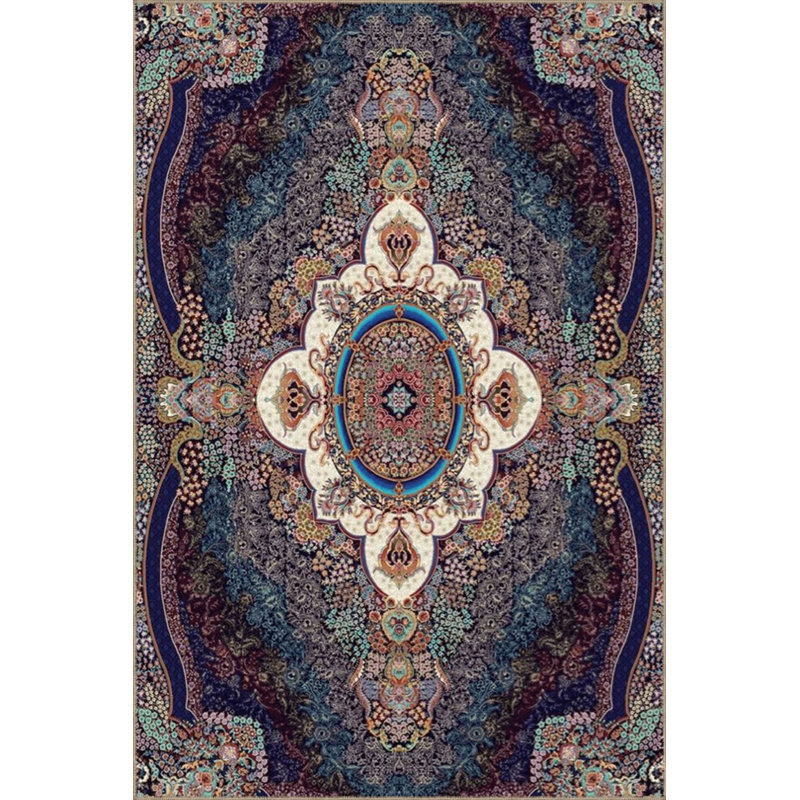 Multicolored Traditional Motif Floral Patterned Ethnic Vintage Decorative Carpet, Rectangle 4'8" x 6'7"
