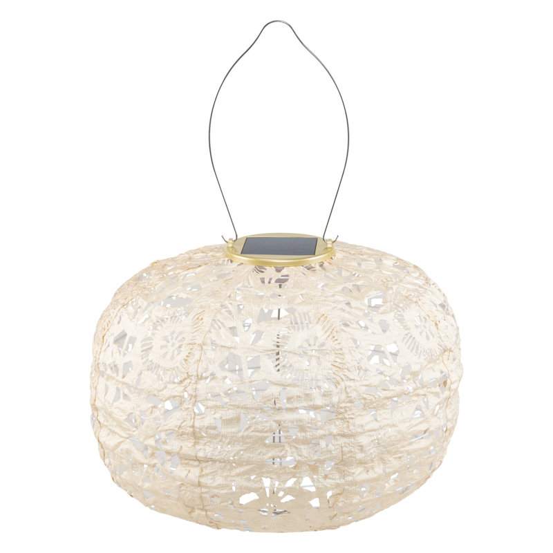 Soji 11'' Solar Powered Outdoor Hanging Light, Pearl