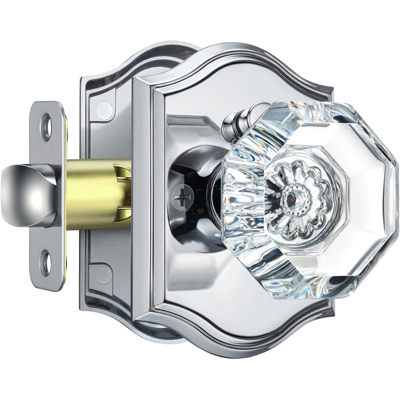 Boutons de porte d'intimité en cristal avec rosette arquée pour salle de bain, chambre à coucher, Chrome poli