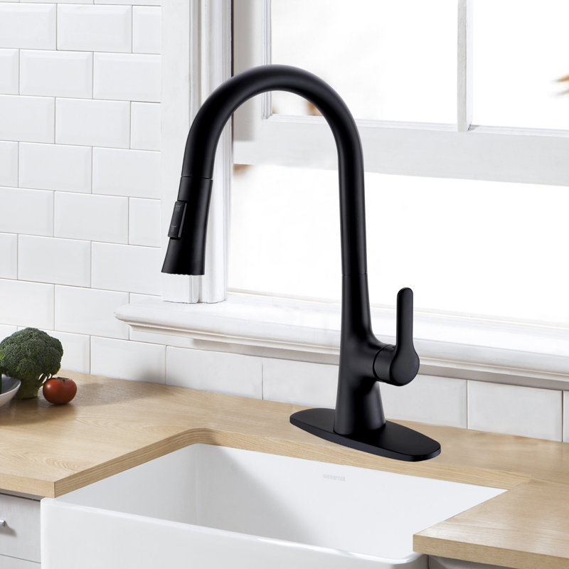 Kitchen Faucet With Pull-Down Sprayer, Stainless Steel Kitchen Faucet, High Arc Single Handle Faucet, Suitable For 1 Or 3 Holes In Kitchens, Rvs, And Laundry Rooms.