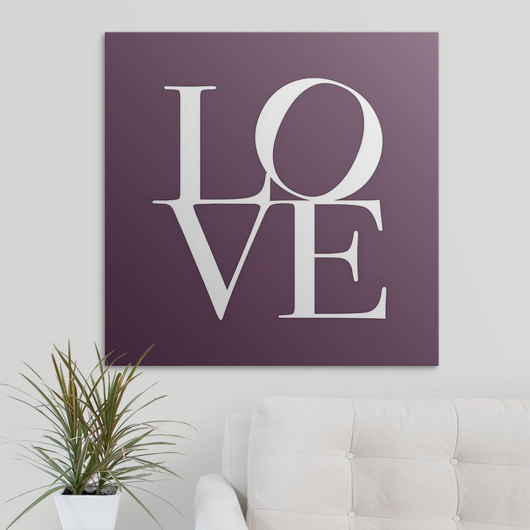 «Love» par Francy, art textuel, H 12 po x l 12 po x P 1,5 po, Toile