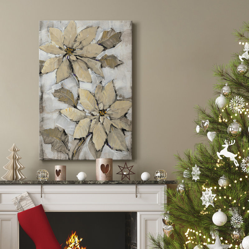 Poinsettia Study II - peinture sur toile tendue, H 18 po x l 12 po x P 1 po