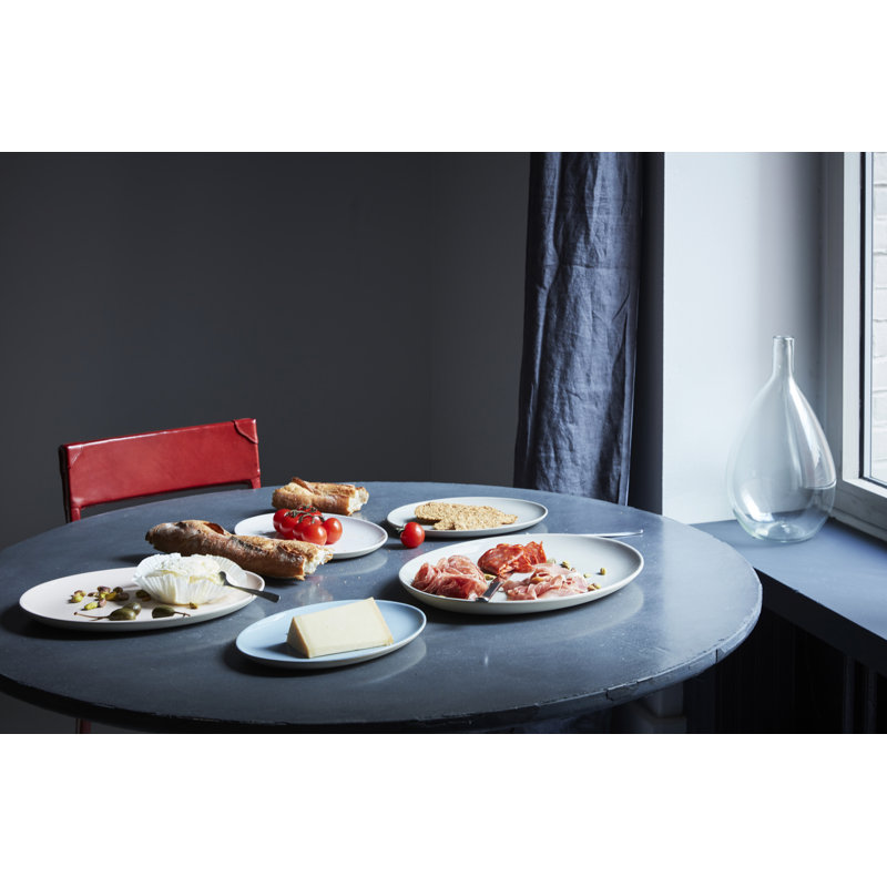 Canvas Home Shell Bisque Porcelain Large Oval Serving Platter, Blue