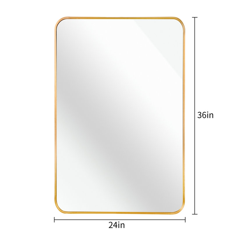 Miroir de salle de bain rectangulaire en métal doré pour mur, parfait pour rehausser un décor moderne et élégant.