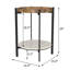 Table d'appoint ronde avec tablette en marbre naturel et noir