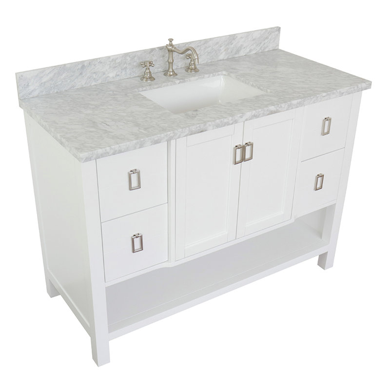 Wilhoit 49'' Single Bathroom Vanity with Top, White/White Carrara