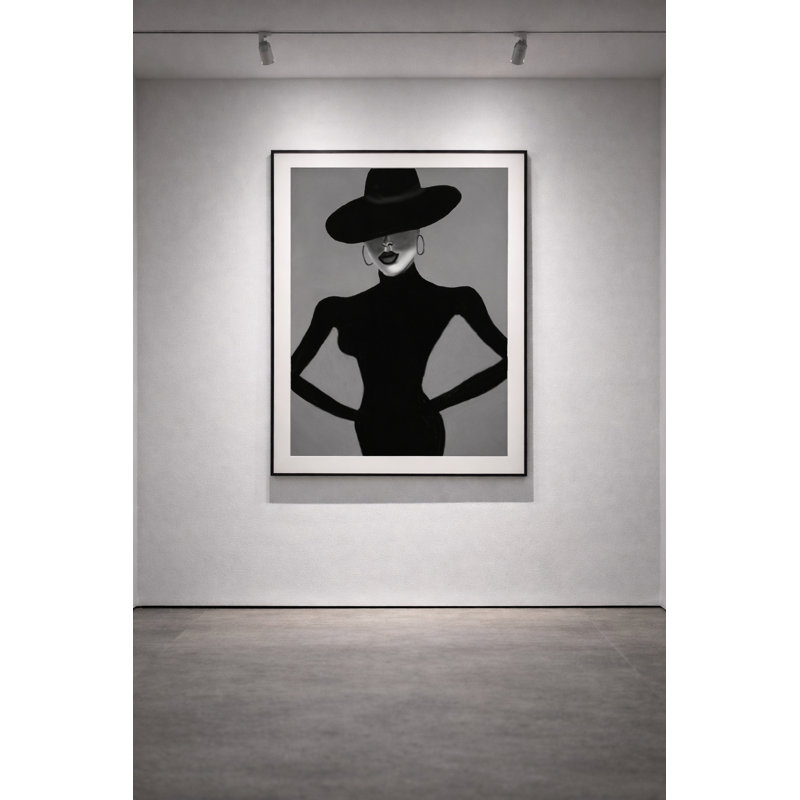 Midnight Authority Framed Canvas Wall Art by Kasian Art Studio - Black Frame, Black