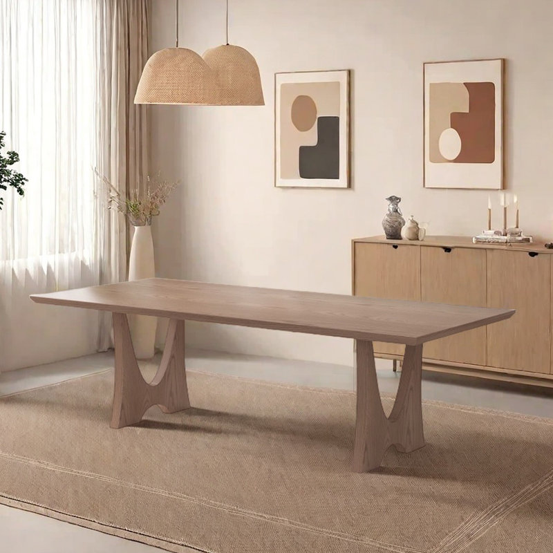 Ash wood rectangle dining table, 29.53"H x 86.61"L x 35.43"W