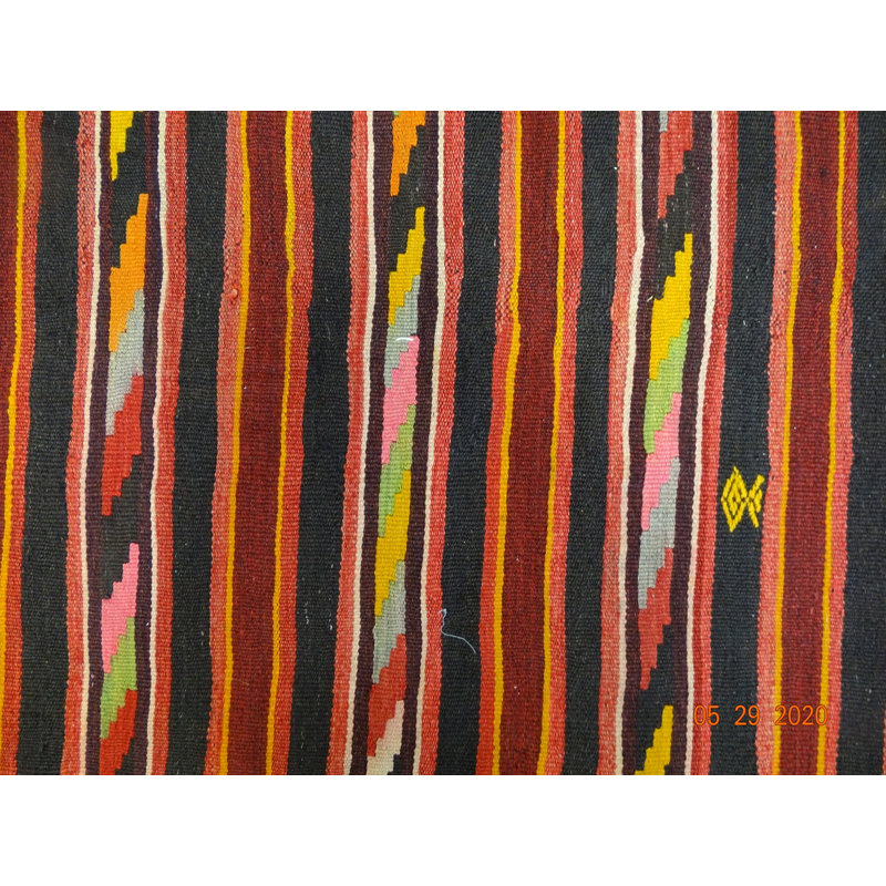Tapis rouge en laine noué à la main de conception unique 5 pi 7 po x 10 pi 6 po années 2000 Jijim